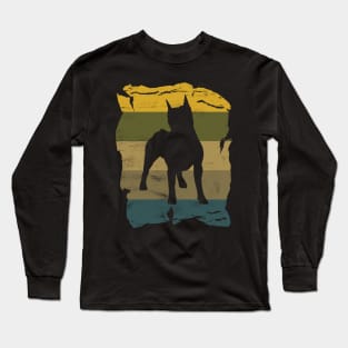 Amstaff Distressed Vintage Retro Silhouette Long Sleeve T-Shirt